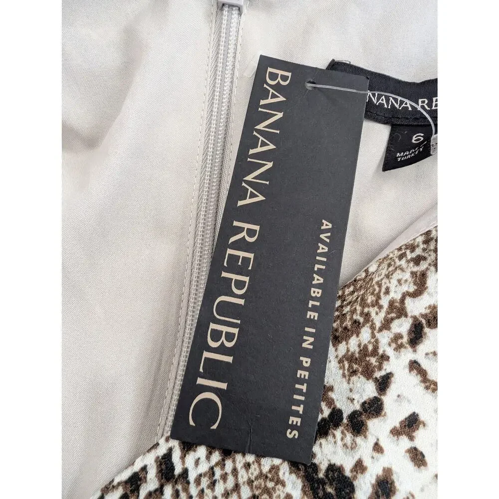 NWT@$149! BANANA REPUBLIC! WHITE, BLACK, BROWN SNAKESKIN PATTERN JUMPSUIT! SZ 6